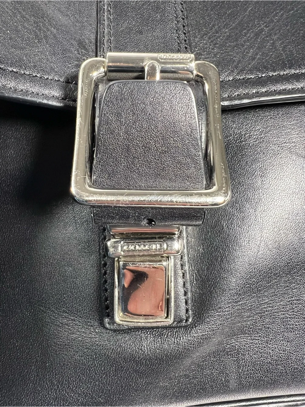 4078: Vintage Coach Black Leather Briefcase Messenger Bag 70304